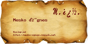 Mesko Ágnes névjegykártya